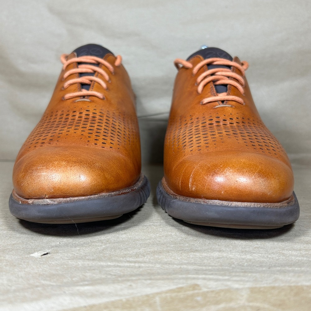 Cole Haan 2.ZeroGrand Oxford Mens 8.5 Brown Solid Leather Laser Wingtip Shoes - Picture 4 of 10